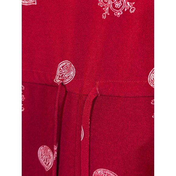 LuLaRoe Xanthe XXS Red Paisley Print Romper With Pockets & Tie Waist - Picture 5 of 6